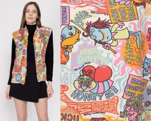 Med-Lrg 60s 70s Hippie Psychedelic Novelty Print Vest