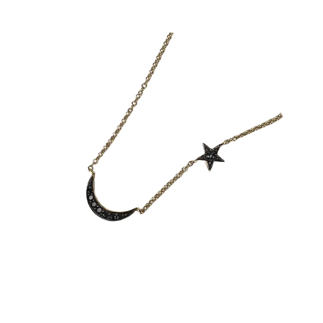 Meira T Black Diamond Crescent Moon Necklace