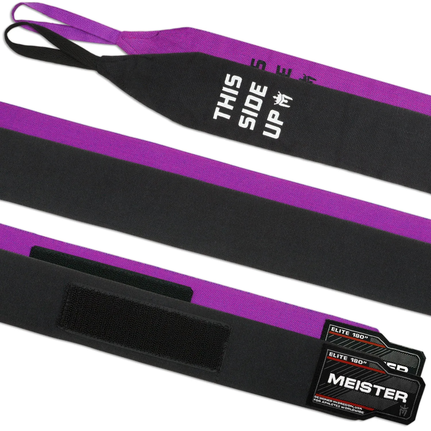 Meister ELITE 180" Elastic Hand Wraps - 2 Pack - Black / Purple