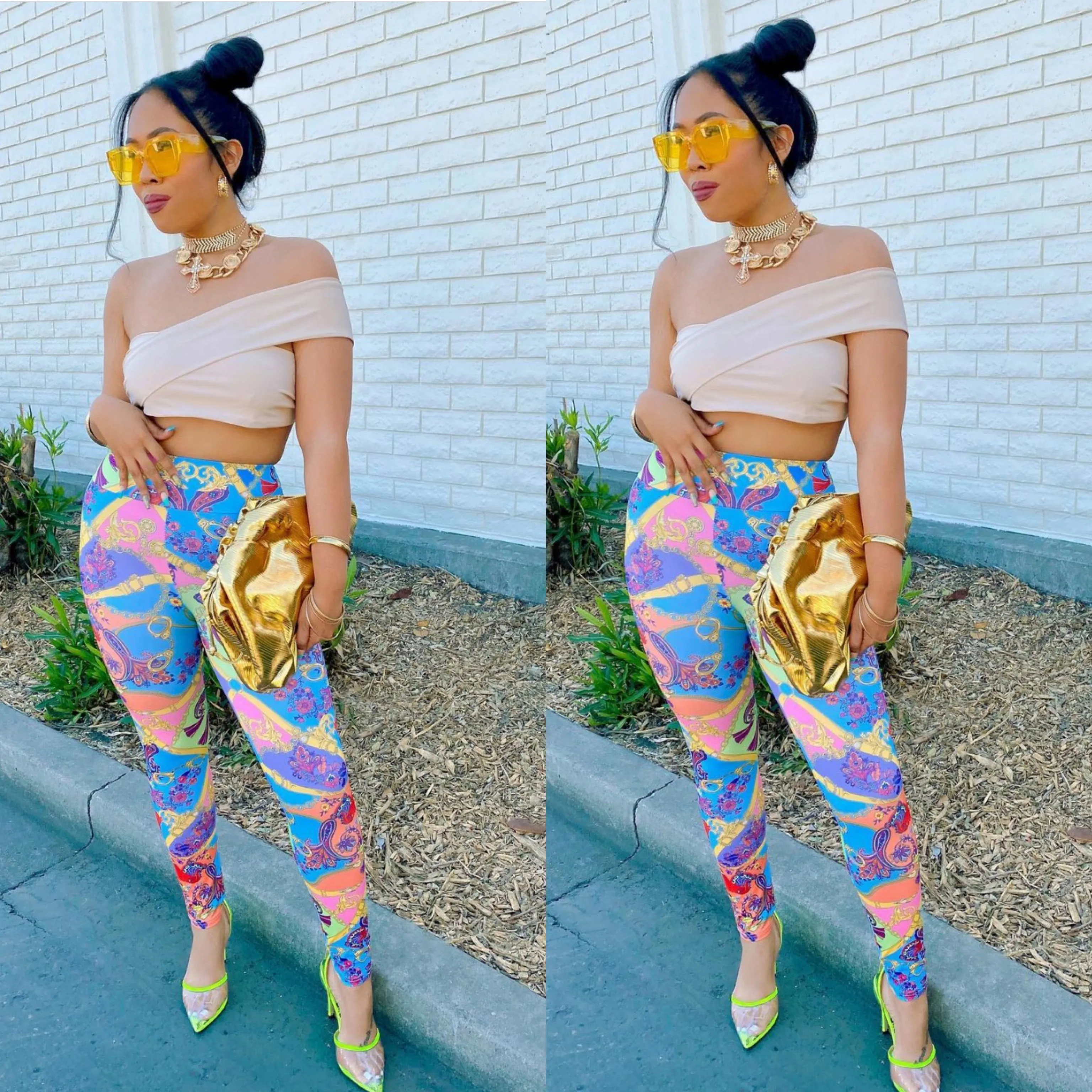 Mel Mix Prints Leggings (thick)