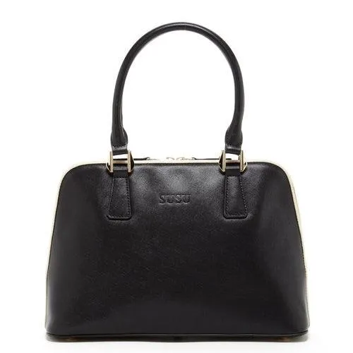 Melissa Saffiano Leather Satchel Bag Black