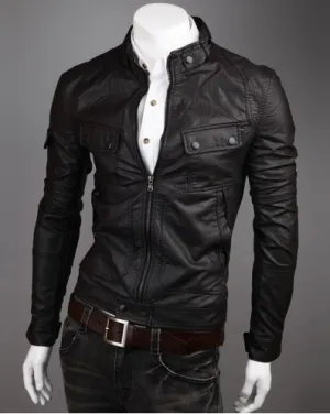 Men faux Leather jacket T3