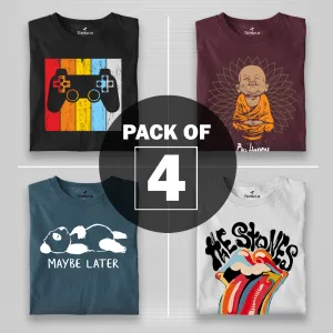 Men Graphic Half Sleeve T-Shirt Combo - Pack of 4