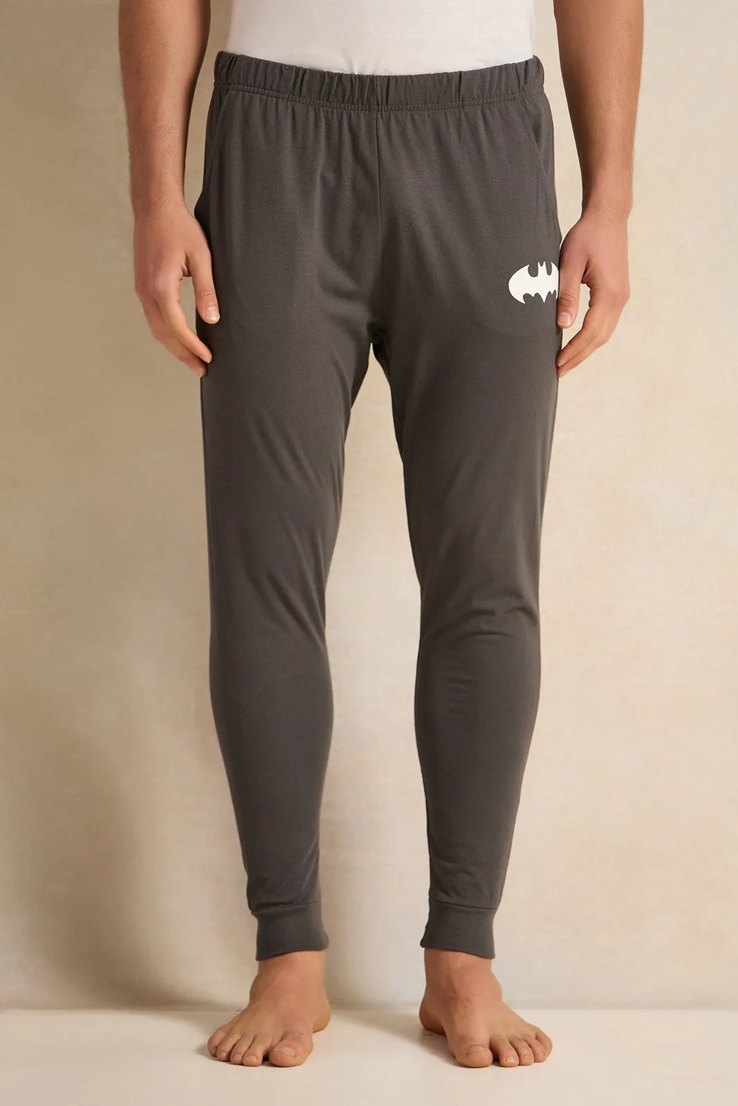 Men Grey Printed Pyjama Set (2 Piece)