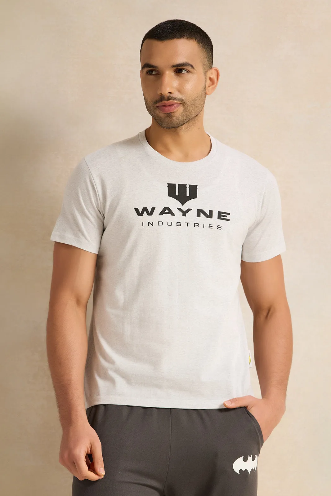 Men Grey Printed Pyjama Set (2 Piece)