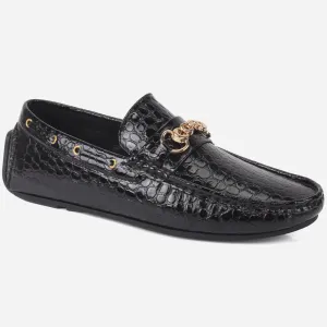 Men "HOLA" Textured Slip Ons Moccasin