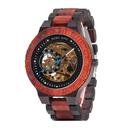 Men Unique Wooden Mechanical Wrist Watches