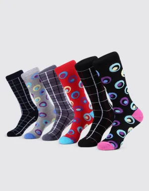 Men's Bold Designer Dress Socks 6 Pack
