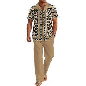 Men's Casual Printed Short Sleeve Shirt Set 25030257YM