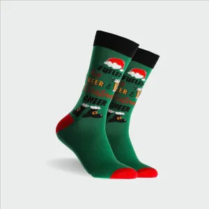Men's Chrissy Cheer Cotton Crew Socks - Green