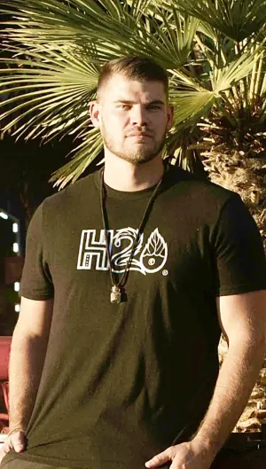Men’s  eco-friendly American made Hemp/organic cotton blend Brand name Printed t-shirt