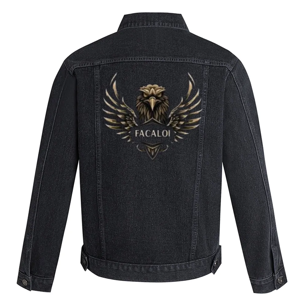 Mens Facalon Graphic Button Up Denim Jacket