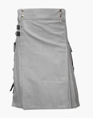 MEN'S GREY NYLON STRAPS UTILITY KILT
