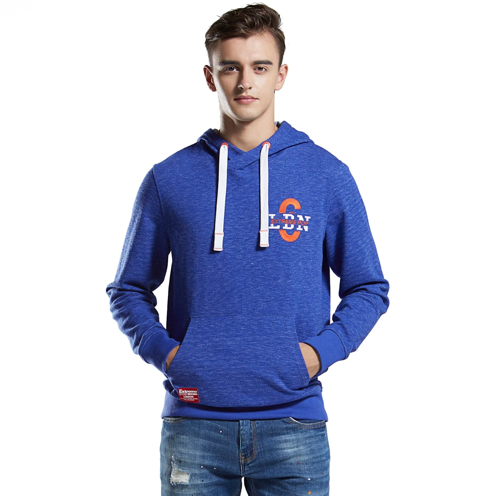 Mens Hoodie Sweatshirt Heather Slub Cotton Hooded Sweater Jumper Pullover Tops