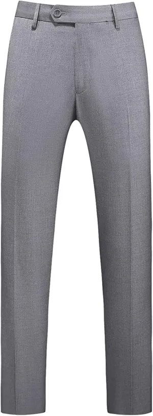 Mens Light Grey Slim Fit Skinny Trousers Suit Pants