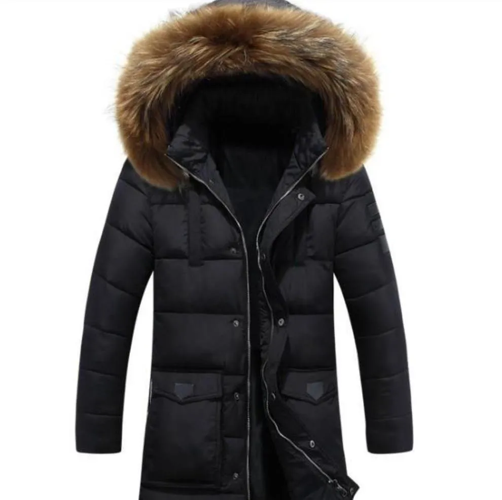 Mens Military Style Winter Faux Fur Hooded Coat