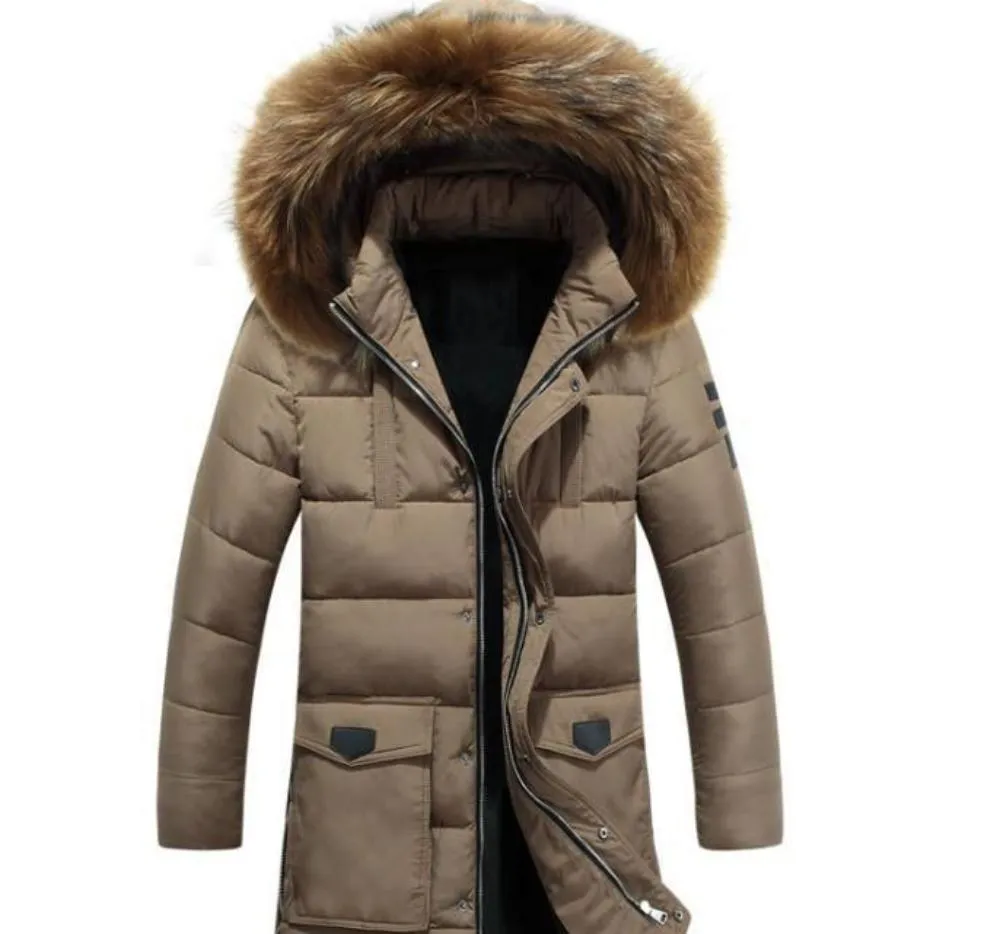 Mens Military Style Winter Faux Fur Hooded Coat