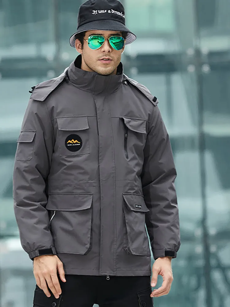 Men'S Outdoor Hiking 3-In-1 Removable Down Liner Padded Thickened Warm Jacket