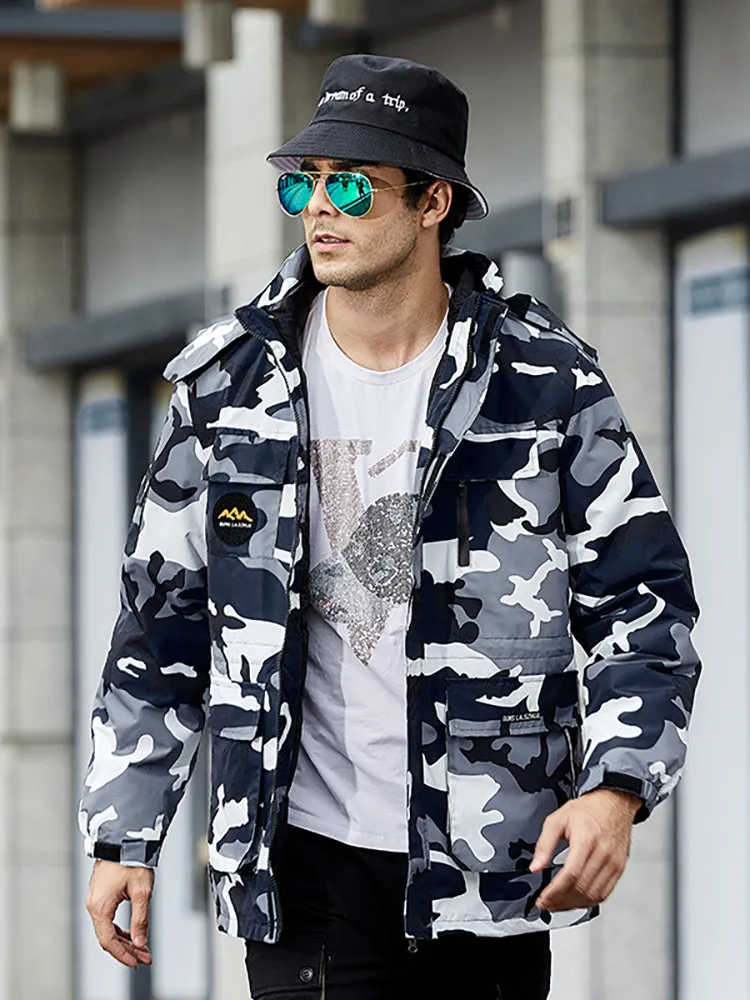 Men'S Outdoor Hiking 3-In-1 Removable Down Liner Padded Thickened Warm Jacket