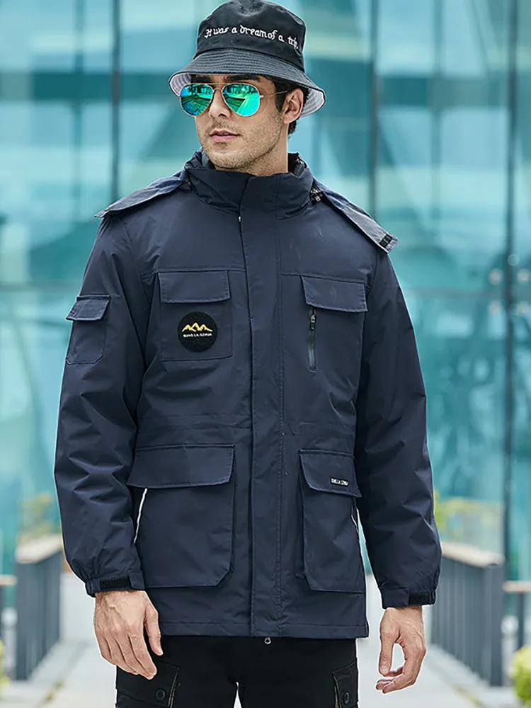 Men'S Outdoor Hiking 3-In-1 Removable Down Liner Padded Thickened Warm Jacket
