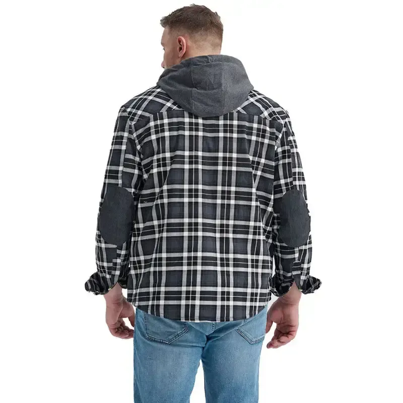 Men’s plaid loose warm hooded jacket