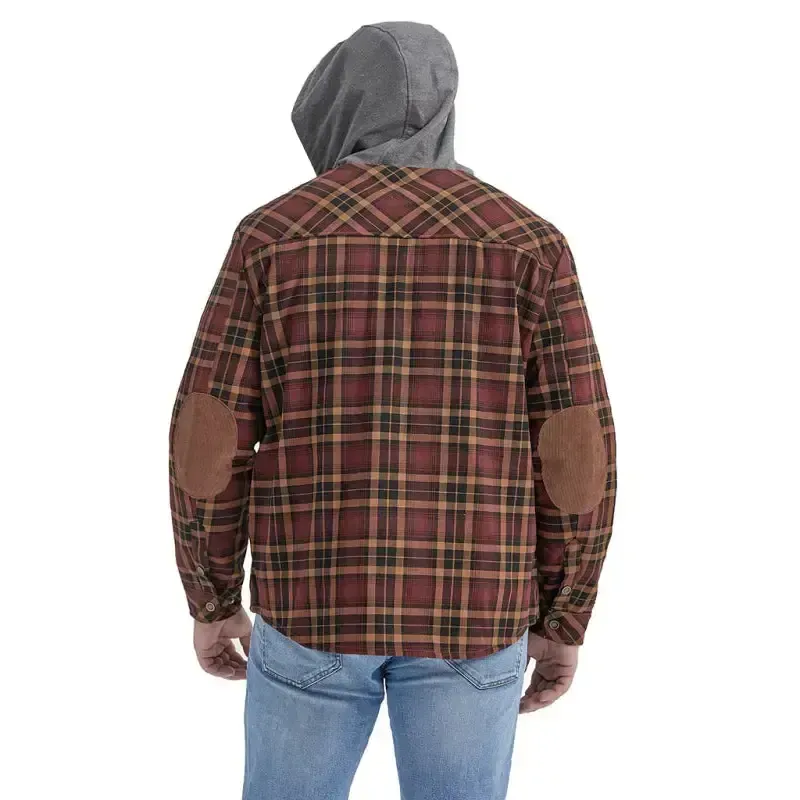 Men’s plaid loose warm hooded jacket