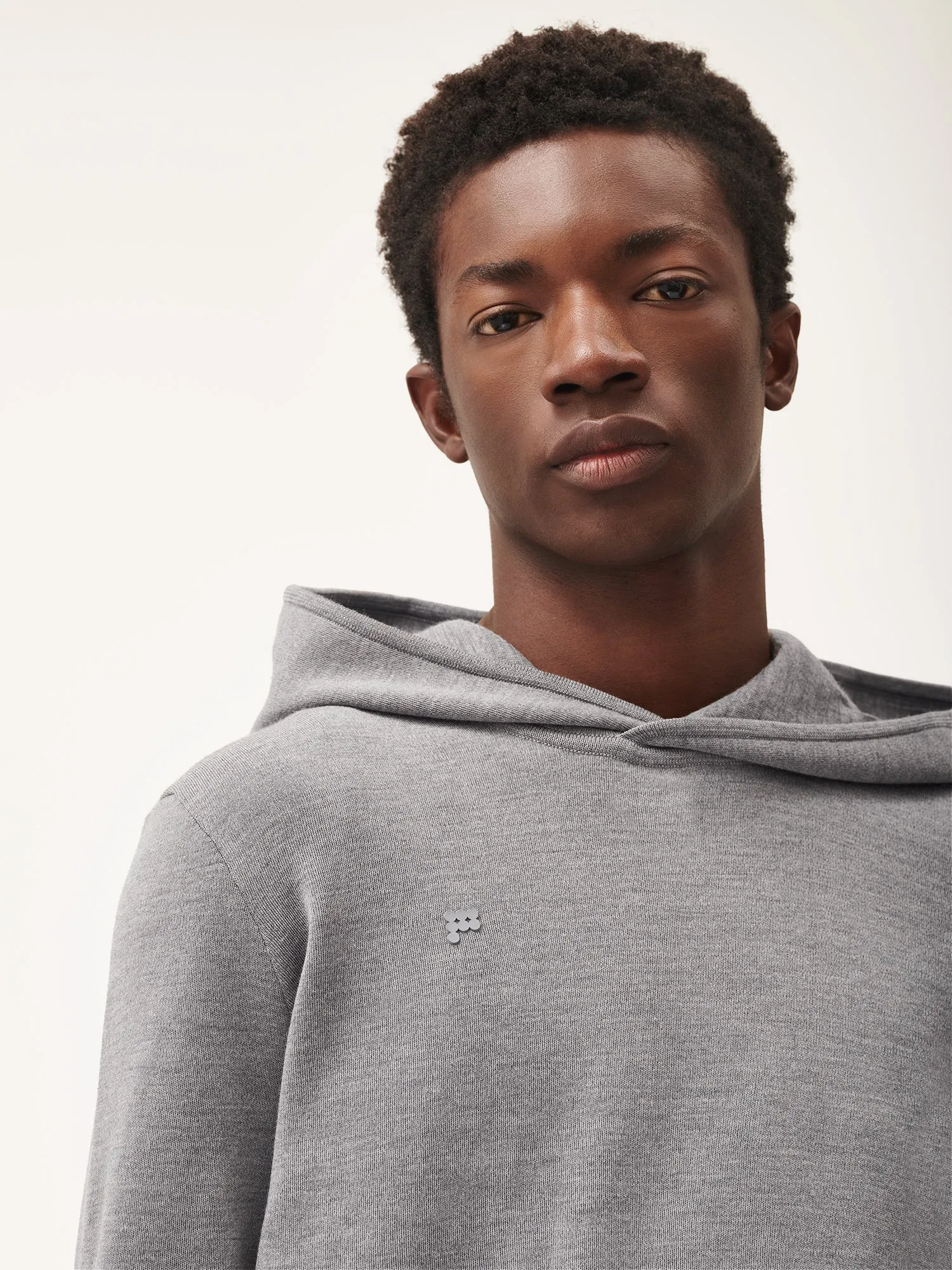 Mens Regenerative Merino Wool Hoodie—grey marl