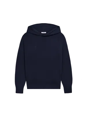 Mens Regenerative Merino Wool Hoodie—navy