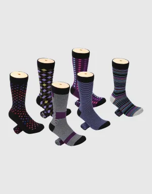 Men's Retro Collection Dress Socks 6 Pack