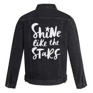 Mens SHINE LIKE THE STAR Graphic Button Up Denim Jacket
