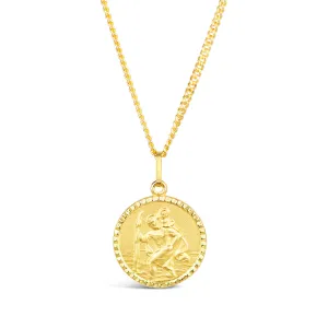 Men's St Christopher Necklace Solid Gold   Engraving
