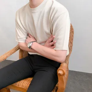 Men's Summer Slim Fit Short Sleeve Knit T-Shirt