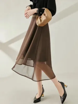 Mesh Net Buttoned Layered Skirt