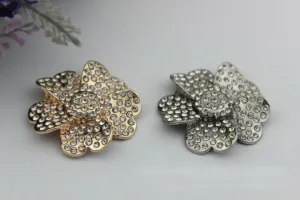 Metal Purse Charm Label Diamonds Flower 42mm Gold Hardware Leather Bag Handbag Clutch Backpack Vintage Diy Handmade Decoration Supplies