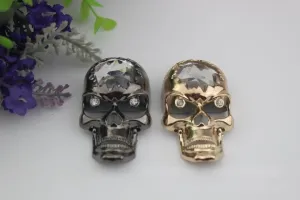 Metal Purse Charm Label Skull Shaped 55mm 2 1/8" Gold Hardware Leather Bag Handbag Clutch Backpack Vintage Diy Handmade Decoration Supplies