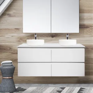 Mia 1200mm Wall Hung Double Bowl Vanity   Bliss Stone Top