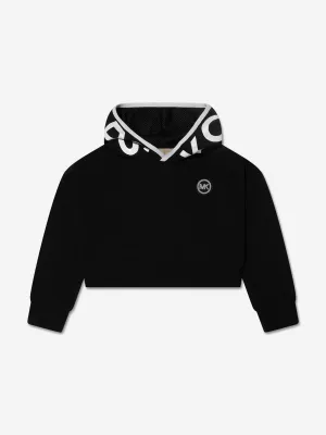 Michael Kors Girls Cropped Logo Hoodie in Black