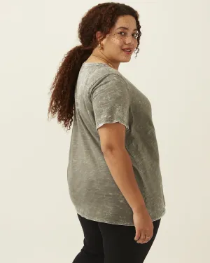 Michelle Soft Cotton Tee | Washed Green Mile