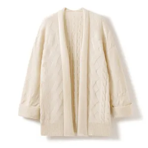 Mid-Length Knitted Thickened Cardigan Sweater Women's  Loose Cashmere Cardigan