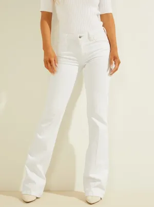 Mid-Rise Skinny Sexy Bootcut Denim Jeans In White