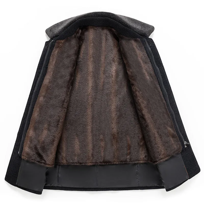Middle-aged And Elderly Fleece-lined Thickened Detachable Two-piece Coat