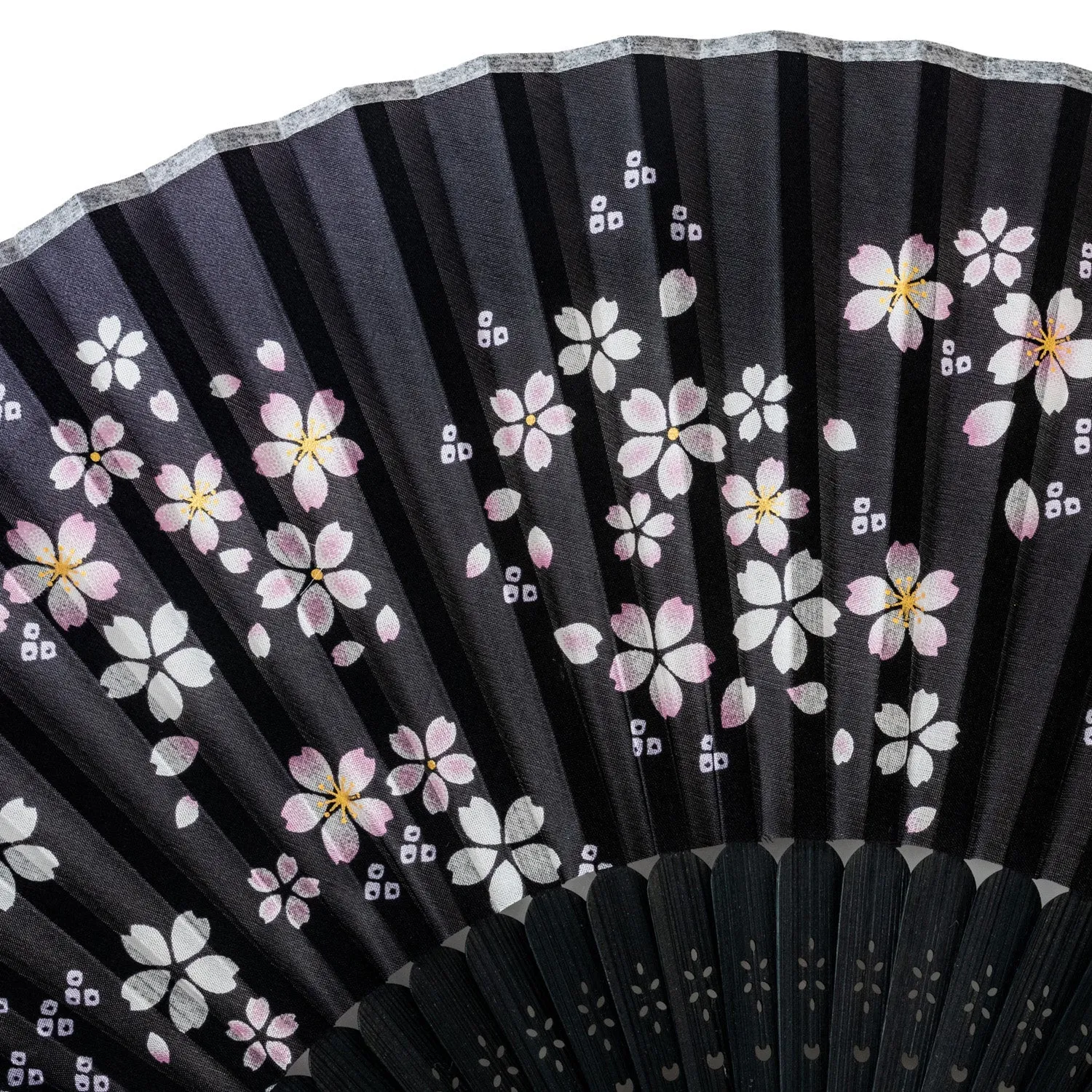 Midnight Black Sakura Japanese Folding Fan