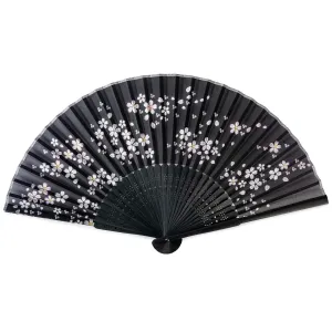 Midnight Black Sakura Japanese Folding Fan