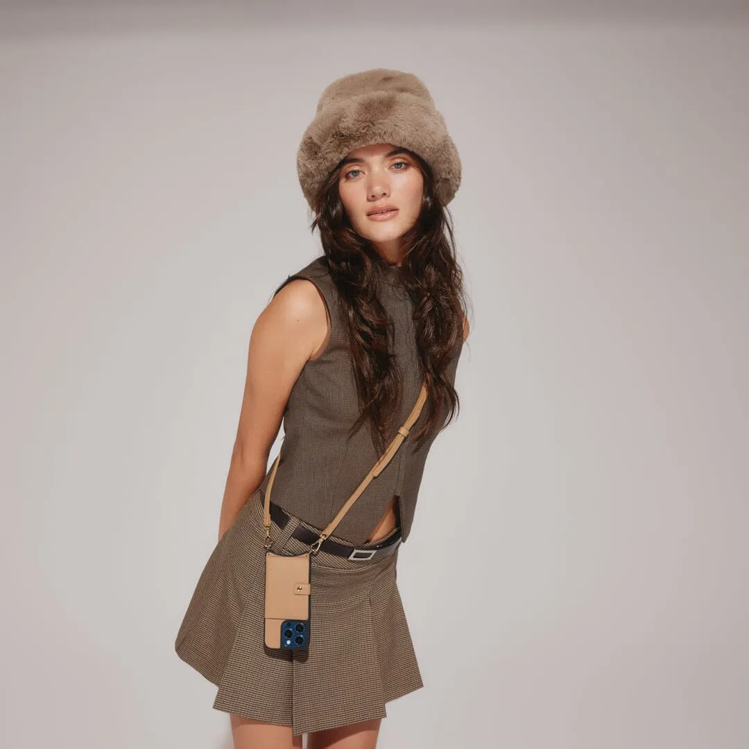 Mila MagSafe Charging Crossbody Bandolier - Tan/Gold