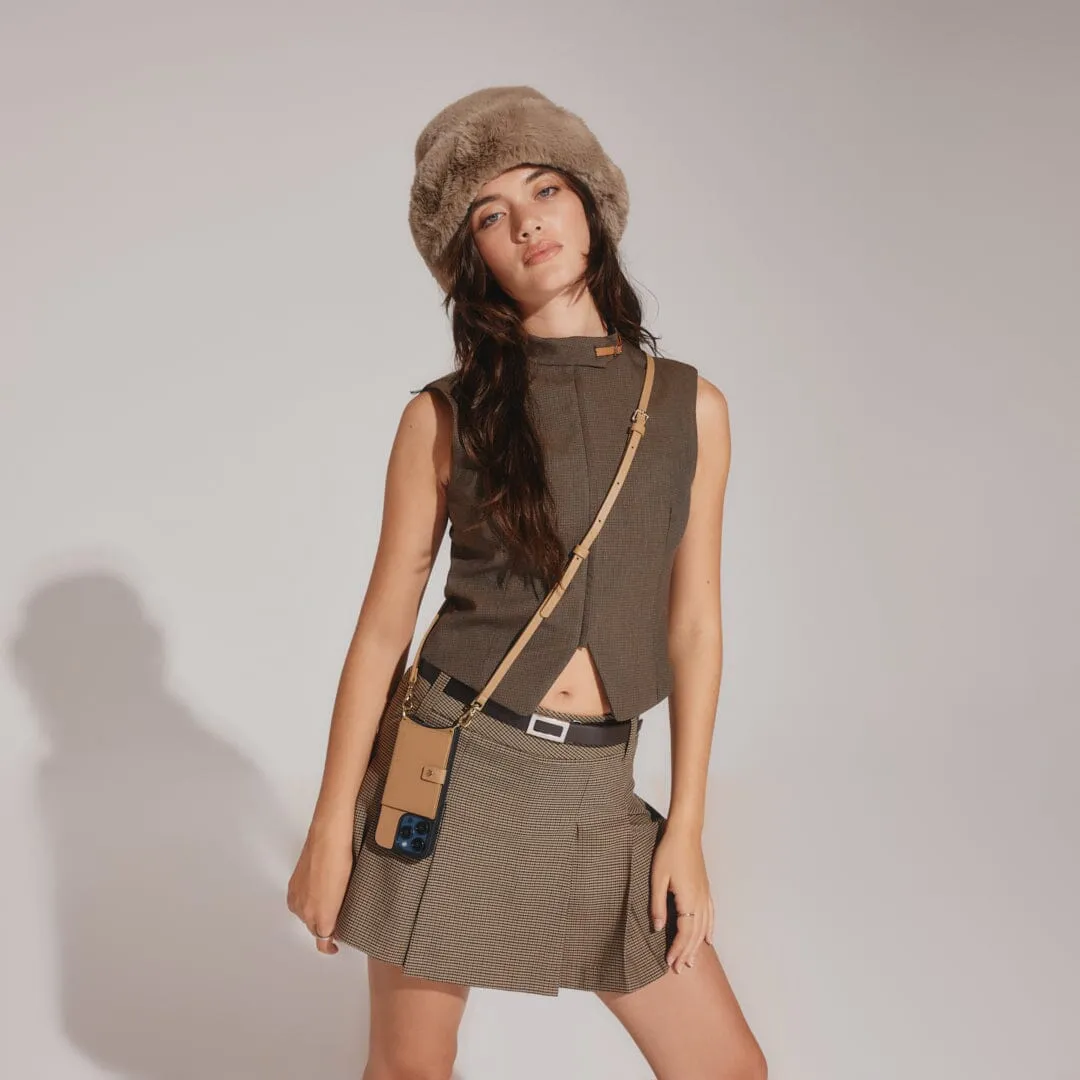 Mila MagSafe Charging Crossbody Bandolier - Tan/Gold
