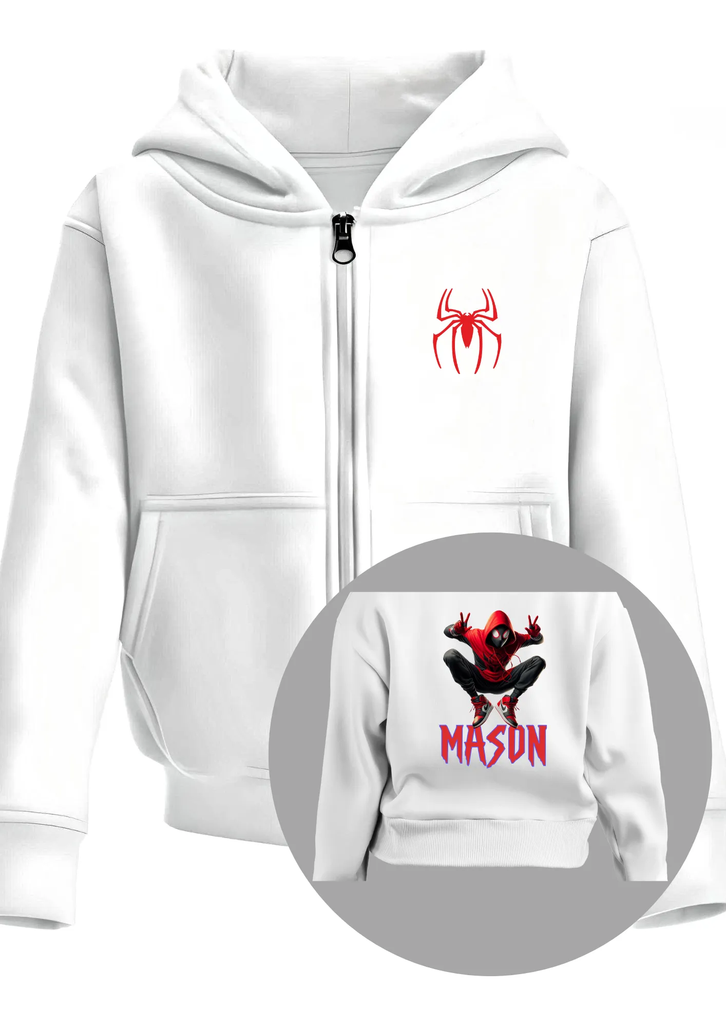 Miles Morales' Zip Hoodie for girls with Personalisation, Custom Hoodie for Girls