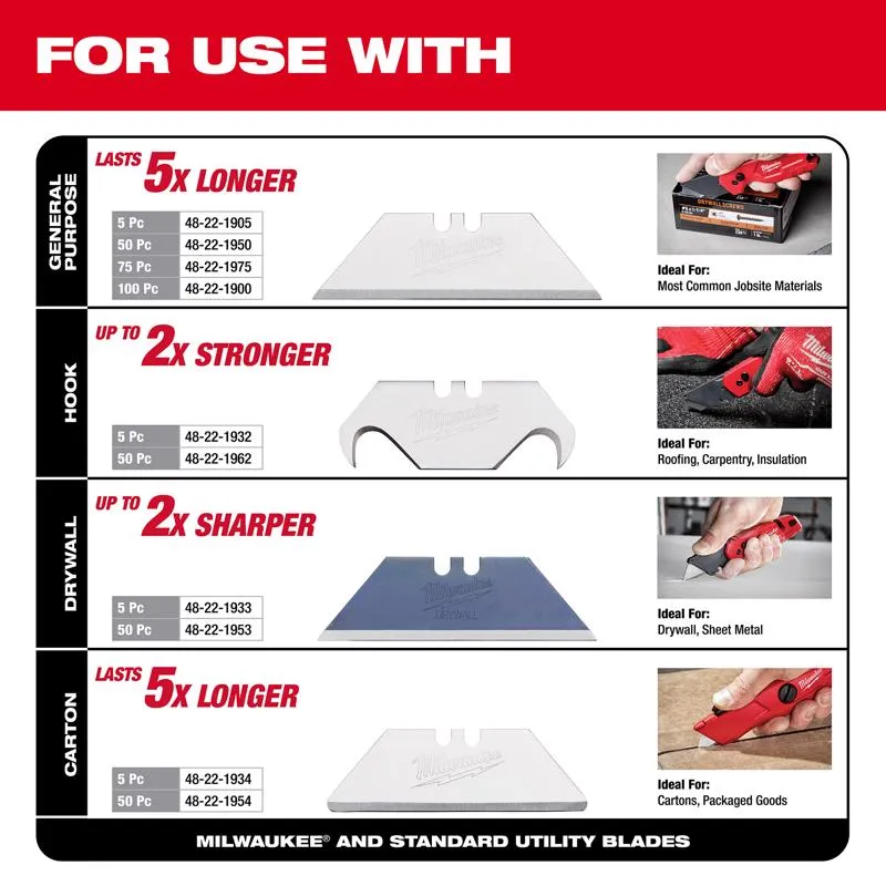 Milwaukee Fastback 6.15 in. Press and Flip Folding Compact Utility Knife Red 1 pc