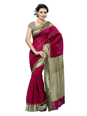 Mimosa Women Kanchipuram Fancy Art Saree With Contrast Blouse (Purple ,3141-7092-AB-MEJ)