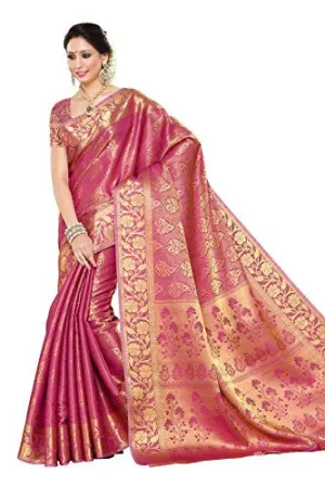 Mimosa Women's Traditional Art Silk Saree Kanchipuram Style, color :Pink(3245-197-SD-PNK)