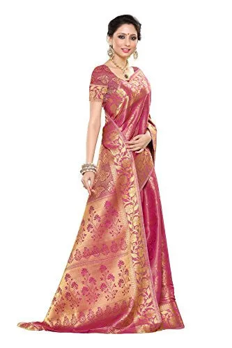 Mimosa Women's Traditional Art Silk Saree Kanchipuram Style, color :Pink(3245-197-SD-PNK)